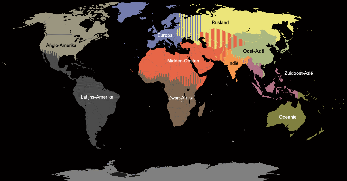 Cultuurcontinenten volgens Kolb