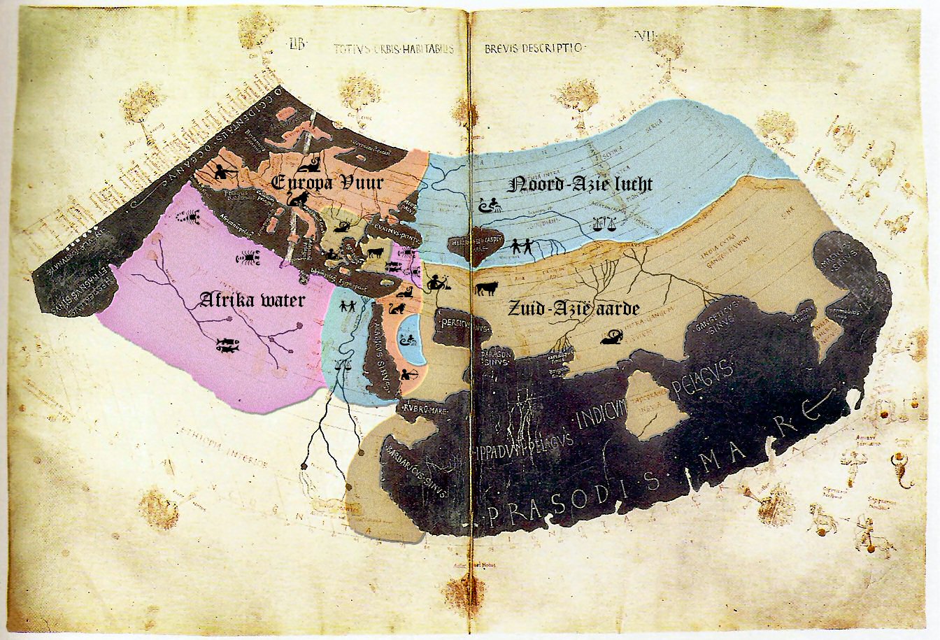 Kaart van de Oude Wereld volgens Ptolemaeus