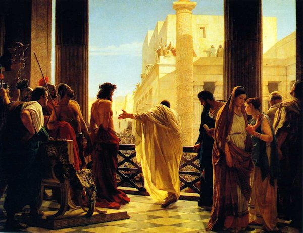 Christus en Pilatus - schilderij van Antonio Ciseri